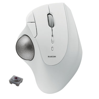 Picture of ELECOM Ergonomic Comfort Design Trackball IST Bluetooth 5.3, Smooth Tracking with Ruby Ball Bearing, 36mm Ball, Thumb Control, Compatible for Windows, PC, Mac, iPadOS, and Android White (M-IT10BRWH)