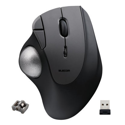 Picture of ELECOM Ergonomic Comfort Design Trackball IST Wireless 2.4GHz Connect, Super-Smooth Tracking with Roller Ball Bearing, 36mm Ball, Thumb Control, Compatible for Windows, PC, and Mac Black (M-IT11DRBK)