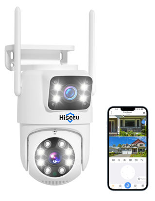 Picture of Hiseeu Wireless Security Camera 4MP Dual Lens 5G/2.4G WiFi-Pro [Power Cord] IP65 Waterproof Motion Tracking,Color Night Version, No-Monthly Fees Works with Wireless Camera System