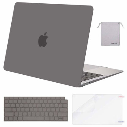 Picture of MOSISO Compatible with MacBook Air 13 inch Case 2022, 2021-2018 Release A2337 M1 A2179 A1932, Plastic Hard Shell&Keyboard Cover&Screen Film&Storage Bag for MacBook Air 13.3 inch Case, Gray