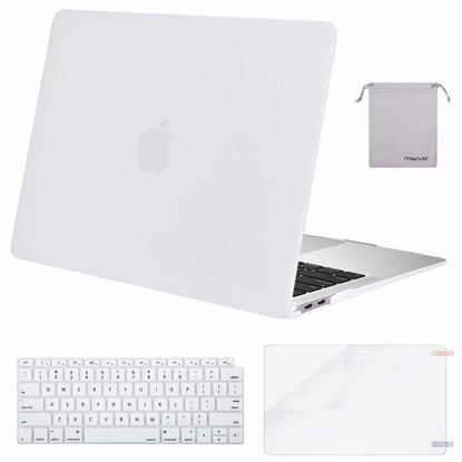 Picture of MOSISO Compatible with MacBook Air 13 inch Case 2022, 2021-2018 Release A2337 M1 A2179 A1932, Plastic Hard Shell&Keyboard Cover&Screen Film&Storage Bag for MacBook Air 13.3 inch Case, White