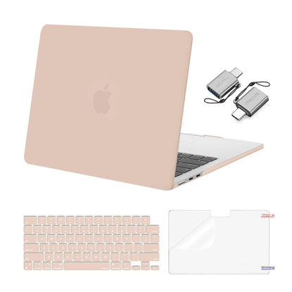 Picture of MOSISO Compatible with MacBook Air 13 inch Case 2024 2023 2022 M3 A3113 M2 A2681 Touch ID, Plastic Hard Shell&Keyboard Cover&Screen Film&Type C Adapter for MacBook Air 13.6 inch Case, Camel