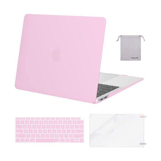 Picture of MOSISO Compatible with MacBook Air 13 inch Case 2022, 2021-2018 Release A2337 M1 A2179 A1932, Plastic Hard Shell&Keyboard Cover&Screen Film&Storage Bag for MacBook Air 13.3 inch Case, Clear Pink