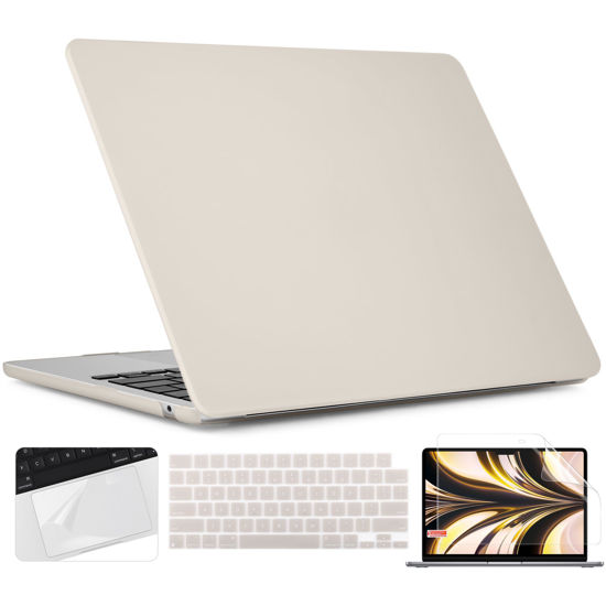 Picture of TWOLSKOO for M3 MacBook Air 13.6 Inch Case 2022 2023 2024 Release A2681 M2 A3113, Frosted Matte Hard Shell Cover with Trackpad Film & Keyboard Cover & Screen Film for MacBook Air 13.6", Cream Stone