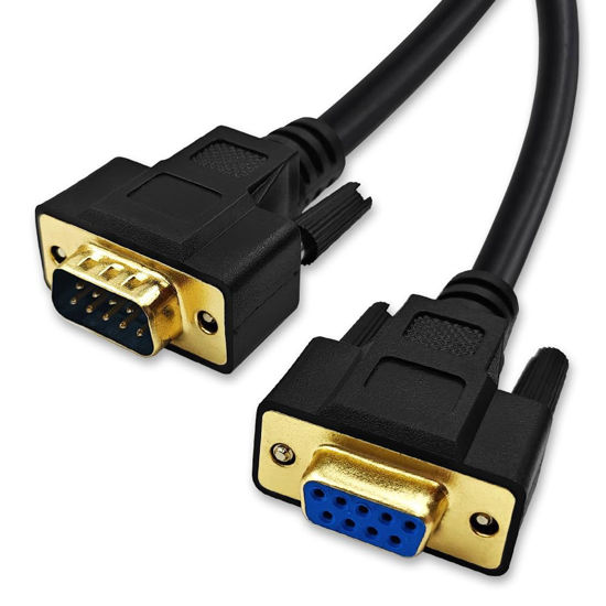 Picture of XANHAM 32.8 Feet(10 Meter) RS232 Null Modem Cable DB9 2 3 Cross TX RX Line Double Shielded(Metal Braiding&AL-foil) Female to Male, Black, SC902X12FM