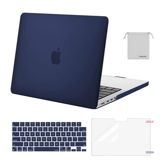 Picture of MOSISO Compatible with MacBook Pro 14 inch Case 2024 2023 2022 2021 Release M3 A2918 A2992 M2 A2779 M1 A2442 Pro Max, Plastic Hard Shell&Keyboard Cover&Screen Protector&Storage Bag, Navy Blue