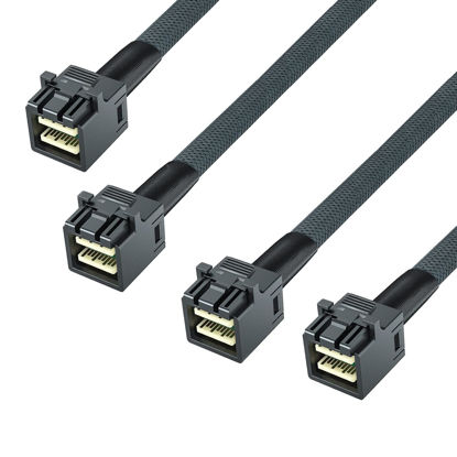 Picture of 10Gtek# 12G Internal Mini SAS HD SFF-8643 to SFF-8643 Cable, with Sideband, 100-Ohm, 0.5-m(1.6ft), 2 Pack