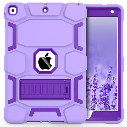 Picture of CCMAO Case for iPad 9th/8th/7th Generation (10.2 inch)-Complete Protection with Kickstand, Stylish Hybrid Three Layer Heavy Duty Shockproof Protection Cover for iPad 9 8 7 Gen, Lavender Purple