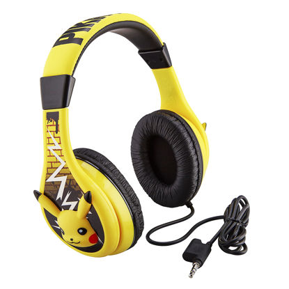 Picture of Pokemon Pikachu Wired Kids Headphones, Adjustable, Stereo Sound, 3.5Mm Jack, Tangle-Free, Volume Control, Children's Headband On Ear for School Home, Travel