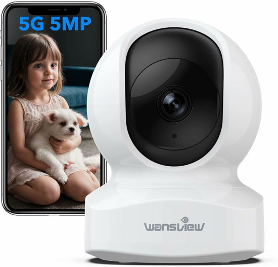 Picture of wansview Security Camera, IP Camera, WiFi Home Indoor Camera for Baby/Pet/Nanny, 2 Way Audio Night Vision, Compatible with Alexa, with TF Card Slot and Cloud, Q5 (White, 5MP)