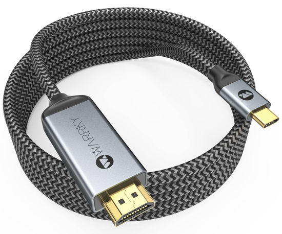 Picture of Warrky USB C to HDMI Cable 4K, 15ft [Braided, High Speed] Thunderbolt 3 to HDMI Adapter Compatible for New iPad, MacBook Pro/Air, iMac, Galaxy S20 S10 S9 S8, Surface, Dell, HP