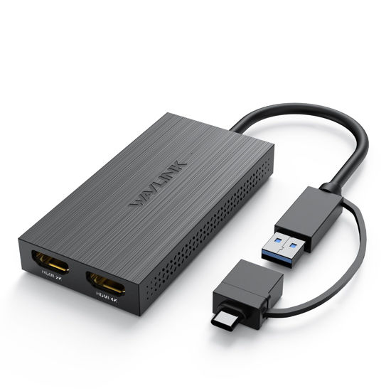 Picture of WAVLINK USB 3.0 or USB C to HDMI Adapter for Dual Monitors, Dual 1080p@60Hz Universal Video Graphics USB to Dual HDMI Adapter for USB 3.0 or USB-C, Thunderbolt 3/4, USB 4, Windows, Mac OS