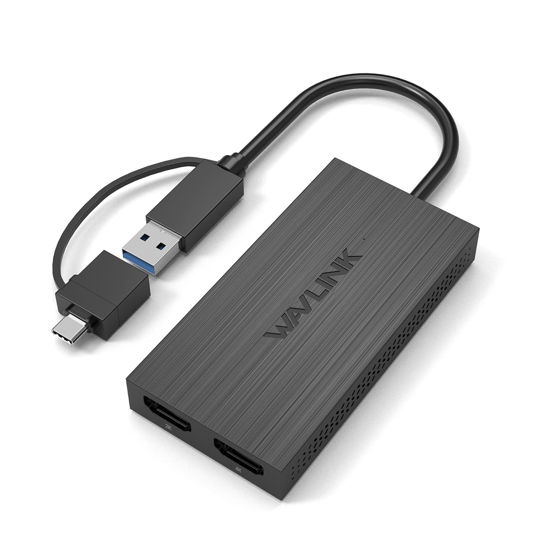 Picture of WAVLINK USB C or USB 3.0 to Dual HDMI Adapter, 4K and 1080p External Video Display, Compatible with M1/M2 MacBook, Windows, ChromeOS, Android 7.1+, NOT Support Linux, iPad OS