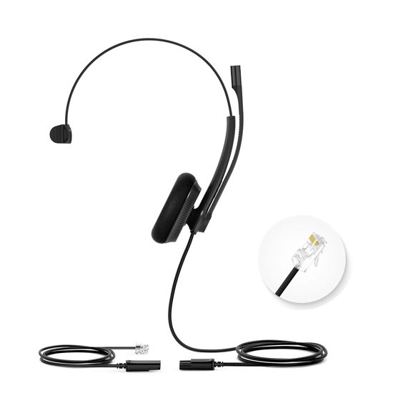 Picture of Yealink YHS34 Lite Mono Telephone Headset with RJ9 Jack Phone Headset with Microphone Noise Canceling, Compatible Poly Snom Desk Landline Phones (2.1m Cable)