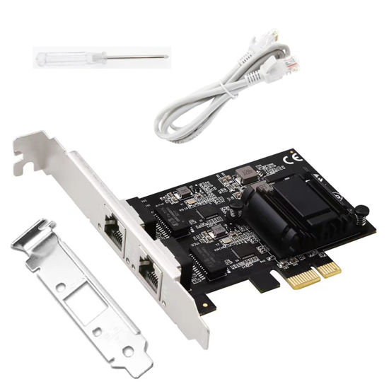 Picture of 2.5GB RJ45x2 Port PCIe NIC Network Card for pc Switch Internal Computer Networking Cards 2500/1000/100Mbps Win Server 2022/2019/2016 Windows 11/10/8.1/8/7 Linux ethernet Card Adapter PXE 1PCS