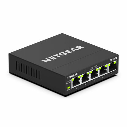 Picture of NETGEAR 5-Port Gigabit Ethernet Plus Switch (GS305E) - Desktop or Wall Mount, Home Network Hub, Office Ethernet Splitter, Silent Operation