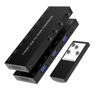 Picture of 3 Port VGA to HDMI Converter - High-Definition Analog to HDMI Adapter with Audio - 1080p at 60Hz Output - Universal Compatibility Ideal for Home Entertainment and Presentations