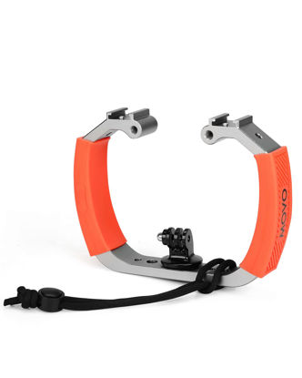 Picture of Movo GB-U70T Underwater Diving Rig for GoPro Hero with Cold Shoe Mounts, Wrist Strap - Works with HERO6, HERO7, HERO8, HERO9, HERO10, HERO11, and Osmo Action Cam - Scuba GoPro Accessory (Tangerine)