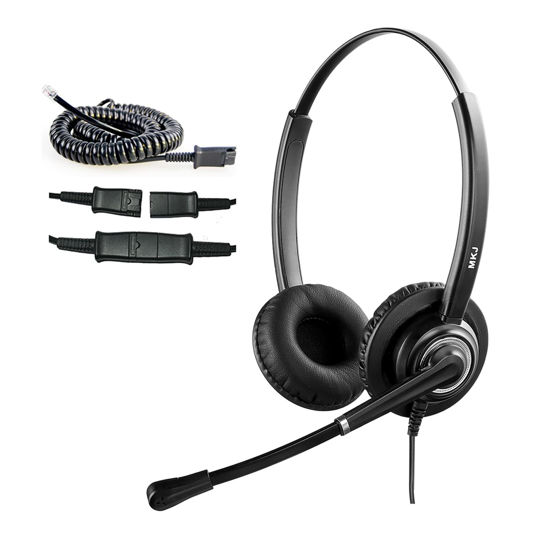 Picture of MKJ Telephone Headset with Microphone Noise Canceling Corded RJ9 Dual Ear Cisco Headset for Cisco Landline Phone CP-7821 CP-7841 7931G 7940 7942G 7945G 7960 7962G 7965G 7970 8841 8865 8961 9951