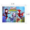 Picture of Spidey and His Amazing Friends Backdrop, Cartoon Superhero Spiderman Themed Photography Backdrops for Girl Kids Happy Birthday Party Photo Background (5X3FT)