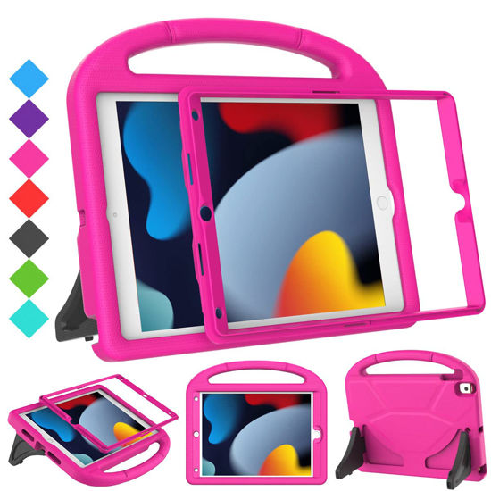 Picture of SUPLIK Kids Case for iPad 9th/8th/7th Generation - iPad 10.2 inch 2021/2020/2019 Case with Built-in Screen Protector, Durable Shockproof Handle Stand Kids Case for Apple iPad 7/8/9 Gen, Pink