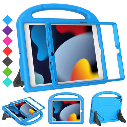 Picture of SUPLIK Kids Case for iPad 9th/8th/7th Generation - iPad 10.2 inch 2021/2020/2019 Case with Built-in Screen Protector, Durable Shockproof Handle Stand Kids Case for Apple iPad 7/8/9 Gen, Blue