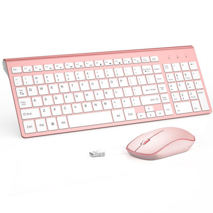 Picture of Wireless Keyboard and Mouse,2.4G Full Size and Portable Wireless Keyboard with Numeric Keyboard or Computer/Desktop/Laptop/Windows 10/8/7 -Pink