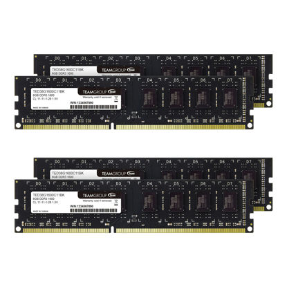 Picture of TEAMGROUP Elite DDR3 32GB Kit (4x8GB) 1600MHz (PC3-12800) CL11 Unbuffered Non-ECC 1.5V UDIMM 240 Pin PC Computer Desktop Memory Module Ram Upgrade - TED316G1600C112U01