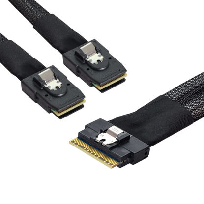 Picture of NFHK PCI-E Ultraport Slimline SAS Slim 4.0 SFF-8654 8i 74pin to Dual SFF-8087 Mini SAS Cable PCI-Express