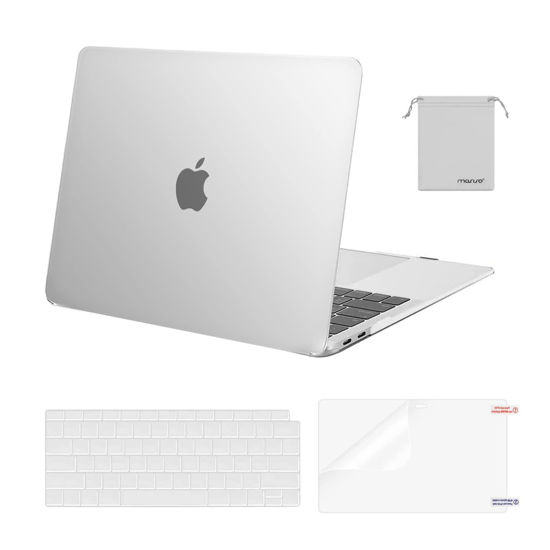 Picture of MOSISO Compatible with MacBook Air 13 inch Case 2022, 2021-2018 Release A2337 M1 A2179 A1932, Plastic Hard Shell&Keyboard Cover&Screen Film&Storage Bag for MacBook Air 13.3 inch Case, Frost