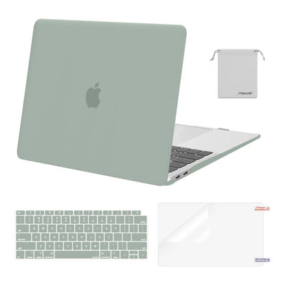 Picture of MOSISO Compatible with MacBook Air 13 inch Case 2022, 2021-2018 Release A2337 M1 A2179 A1932, Plastic Hard Shell&Keyboard Cover&Screen Film&Storage Bag for MacBook Air 13.3 inch Case, Antique Green