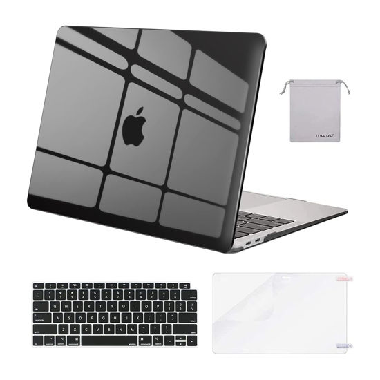 Picture of MOSISO Compatible with MacBook Air 13 inch Case 2022, 2021-2018 Release A2337 M1 A2179 A1932, Plastic Hard Shell&Keyboard Cover&Screen Film&Storage Bag for MacBook Air 13.3 inch Case, Crystal Black