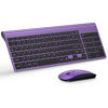 Picture of TopMate Wireless Keyboard and Mouse Ultra Slim Combo, 2.4G Silent Compact USB Mouse and Scissor Switch Keyboard Set with Cover, 2 AA and 2 AAA Batteries, for PC/Laptop/Windows/Mac - Purple Black