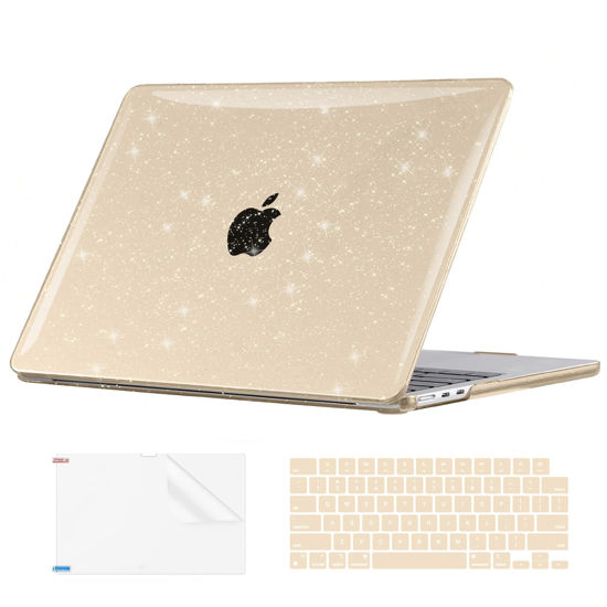 Picture of EooCoo Case Compatible with MacBook Air 13 inch 2024-2022 Release M3 M2 A3113 A2681, Glitter Hard Shell&Keyboard Skin Cover&Screen Protector for Mac Air 13.6 inch Case, Sparkly Starlight Clear