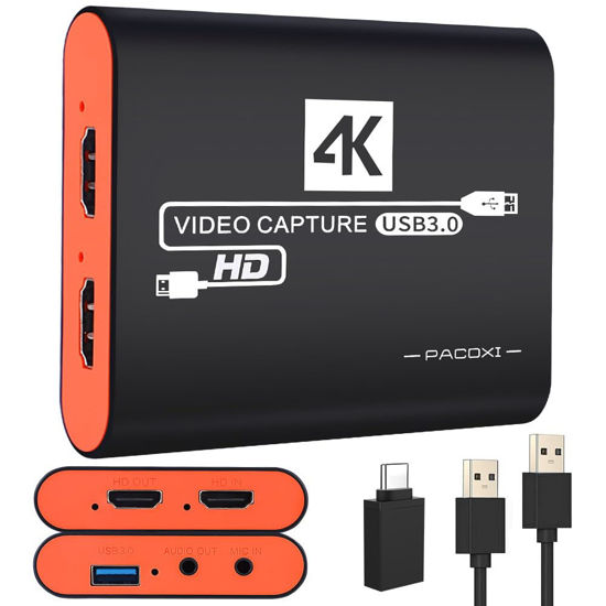 Picture of HDMI USB3.0 Capture Card with 4K Pass-Through,1080P 60FPS Audio Video USB-C Capture Card for Windows/Mac Twitch/YouTube/Tiktok Game Live Streaming and Recording for Nintendo Switch,PS5/PS4,Xbox,DSLR