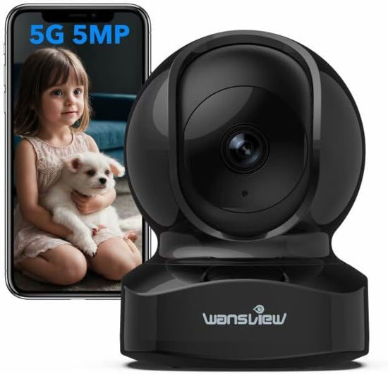 Picture of wansview Security Camera, IP Camera, WiFi Home Indoor Camera for Baby/Pet/Nanny, 2 Way Audio Night Vision, Compatible with Alexa, with TF Card Slot and Cloud, Q5 (Black, 5MP)