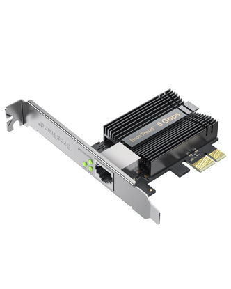 Picture of BrosTrend 5Gb PCIe Network Card, PCIe Ethernet Card with Extra Low-Profile, PCI Express Network Adapter for PC Windows 11/10 & Windows Server 2022 ONLY, PCIe to 5 Gigabit NIC Card Lifetime Protection