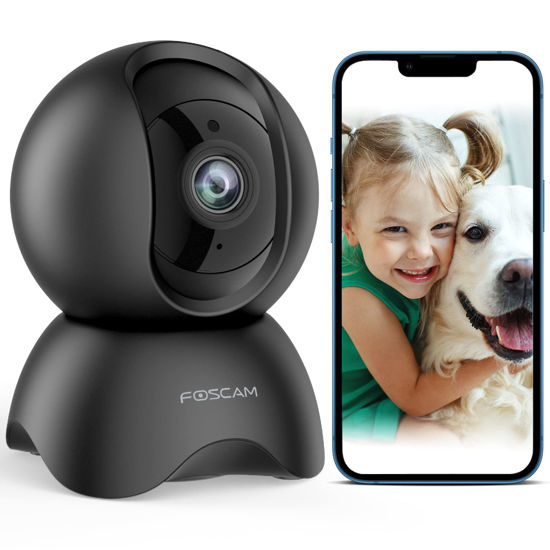 Picture of Foscam 5MP WiFi Pet Cameras for Home Security, 2.4GHz Indoor Camera Baby Monitor with 360° Pan Tilt, 2-Way Audio, 6X Digital Zoom, Night Vision, AI Human Detection, Cloud & SD Card Storage