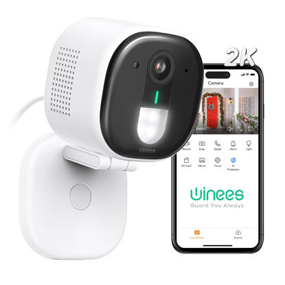 Picture of winees Outdoor Security Camera, Wired 2K 4MP Indoor/Outdoor Video Camera for Home Security, Surveillance Camera with Color Night Vision, 2-Way Audio, Siren, Human/Pet/Sound Detection