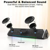 Picture of SOULION R60 Bluetooth Computer Speakers, USB Plug-N-Play PC Speakers with LED Dynamic Light, Surround Sound Soundbar Speakers with Rotary Switch for Desktop Laptop (USB-C to USB Adapter Included)