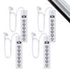 Picture of GE 6-Outlet Surge Protector, 4 Pack, 3 Ft Extension Cord, Power Strip, 800 Joules, Flat Plug, Twist-to-Close Safety Covers, Protected Indicator Light, UL Listed, White, 54631