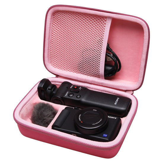 Picture of Hard Case for Sony ZV-1F / ZV-1 / ZV-1 II Digital Camera by LTGEM. Fits Vlogger Accessory Kit Tripod and Microphone - Travel Protective Carrying Storage Bag(Magenta+Pink)