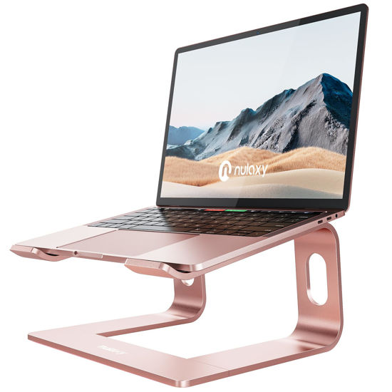 Picture of Nulaxy Laptop Stand, Ergonomic Aluminum Laptop Computer Stand, Detachable Laptop Riser Notebook Holder Stand Compatible with MacBook Air Pro, Dell XPS, HP, Lenovo More 10-15.6” Laptops (D-Rose Gold)