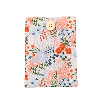 Picture of Embroidered Floral Kindle Sleeve - Compatible with Paperwhite/Basic (6''), Paperwhite (6.8''), Signature (6.8'') - Linen and Cotton Padded E-Reader Cover - Tablet Pouch Accessory, 7.8'' x 5.9''