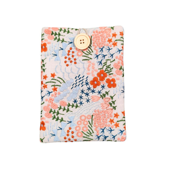 Picture of Embroidered Floral Kindle Sleeve - Compatible with Paperwhite/Basic (6''), Paperwhite (6.8''), Signature (6.8'') - Linen and Cotton Padded E-Reader Cover - Tablet Pouch Accessory, 7.8'' x 5.9''