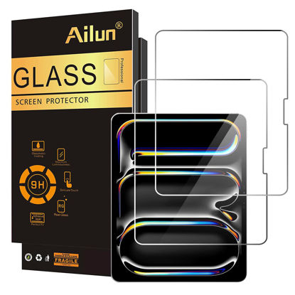 Picture of Ailun 2 Pack Screen Protector for iPad Pro 13 Inch 2024 7th Generation, iPad Air 13 Inch 6 Generation [2024 6th Gen] Tempered Glass [Face ID & Apple Pencil Compatible] Case Friendly [2 Pack]