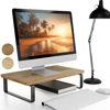 Picture of Beautiful Wooden Monitor Stand for Desk - Sturdy Stand Rises Your Monitor to the Perfect Ergonomic Level - Sleek and Functional Computer/Laptop Stand Design Elevates Any Workspace & Maximizes Space