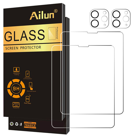 Picture of Ailun 2 Pack Screen Protector for iPad Pro 12.9 2022 6th & 2021 5th 2020 4th Generation + Camera Lens Protector,Tempered Glass Anti-Scratch Case Friendly, Compatible with Face ID Apple Pencil