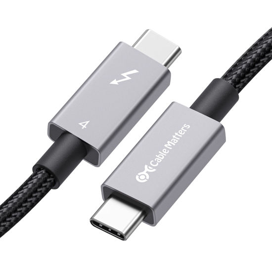 Picture of Cable Matters [Intel Certified] Braided 40Gbps Thunderbolt 4 Cable 3.3ft Black, with 240W Charging Power Delivery and 8K Video - Fully Compatible with Thunderbolt 3, USB 4 for Apple MacBook Pro, iMac