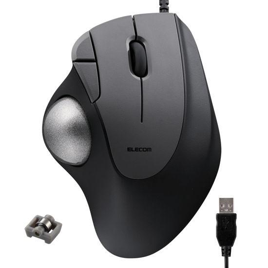 Picture of ELECOM Ergonomic Comfort Design Trackball IST Wired USB-A Connection, Super Smooth Tracking with Roller Ball Bearing, 36mm Ball, Thumb Control, Compatible for Windows, PC, and Mac Black (M-IT11URBK)